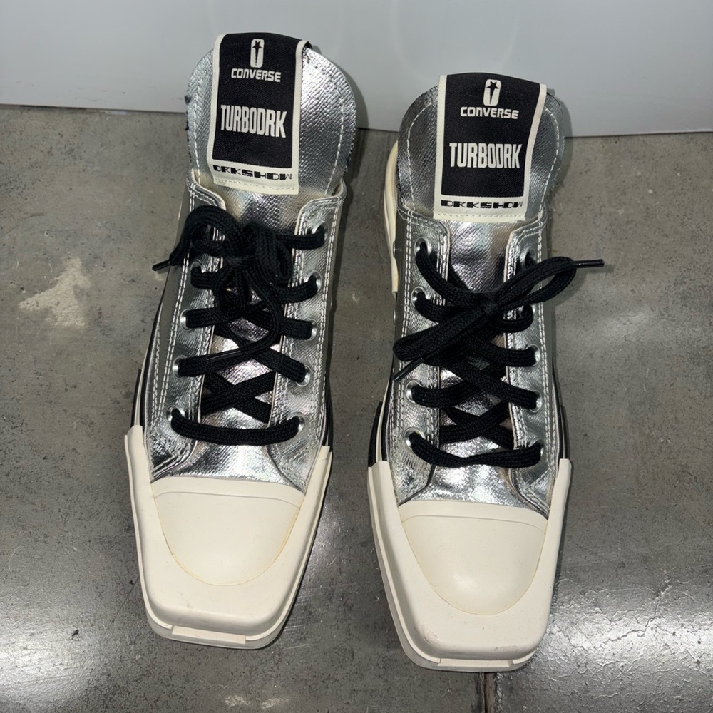 Rick Owens Dkrshdw x Converse Silver and White low-Top Sneakers , Unisex